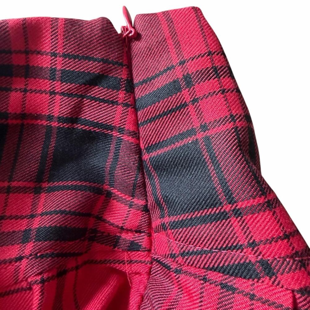 Red Plaid Pleated Mini Skirt Major 90s and y2k Vibes NWT - Picture 2 of 5